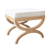 NATURAL ROPE WRAPPED BASE STOOL WITH WHITE LINEN CUSHION