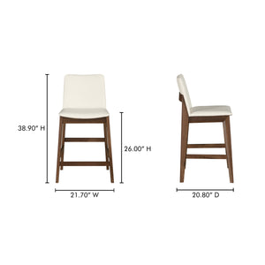 Deco Counter Stool in White with Walnut Frame