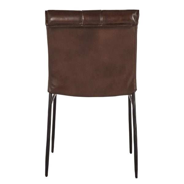 Mayer Leather Dining Chair Set of 2 with Hammered Iron Legs