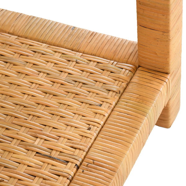ONE DRAWER END TABLE IN RATTAN WITH BRUSHED BRASS CUP PULL