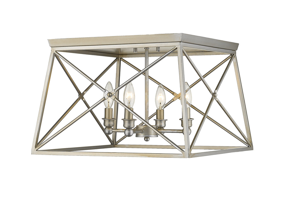 Trestle 4 Light Flush Mount in Antique Silver Finish