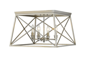 Trestle 4 Light Flush Mount in Antique Silver Finish