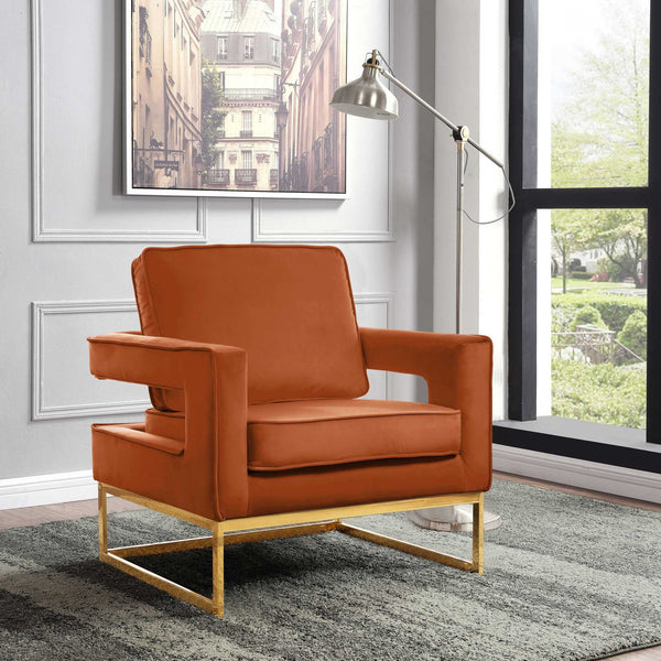 Alfonso Accent Chair In Cognac Velvet