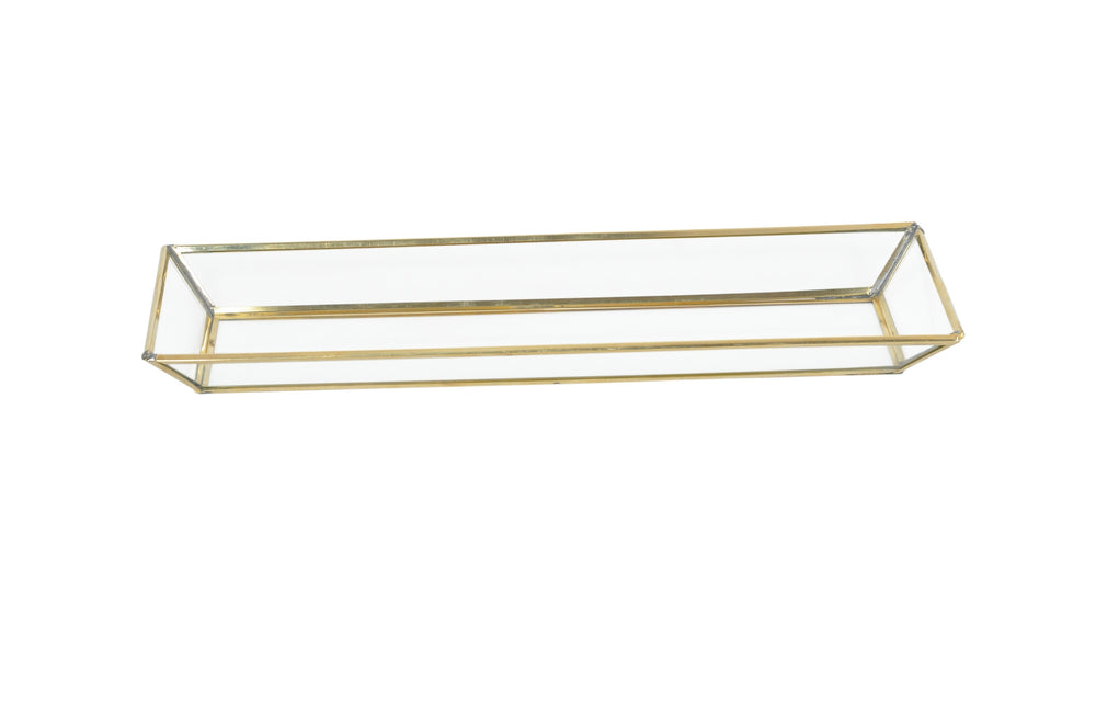 Brass & Glass Tray Rectangle Large