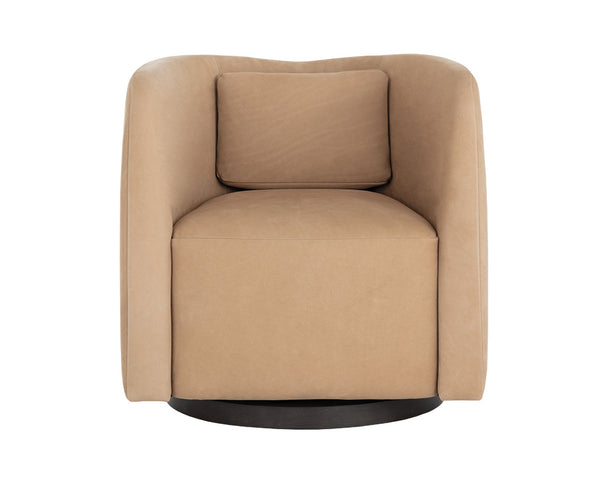 EMILIE SWIVEL LOUNGE CHAIR - NUBUCK TAN LEATHER