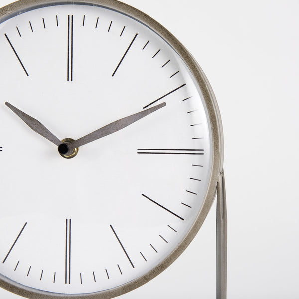 Aurus Matte Gray Metal Table Clock