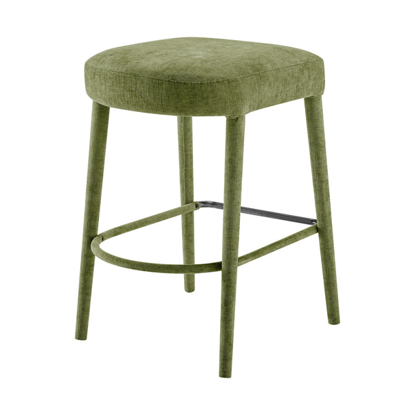 Rylee KD Chenille Backless Counter Stool, Millburry Green 