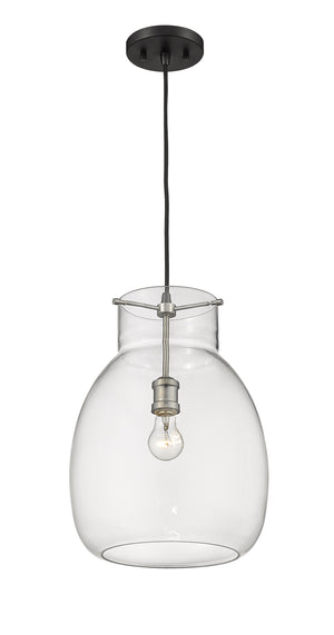 Bella 1 Light Pendant in Matte Black + Brushed Nickel Finish