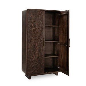 Albero Solid Wood Tall Cabinet in Kona Brown