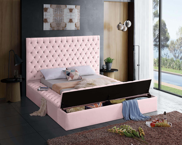 Randal Queen Bed In Pink Velvet