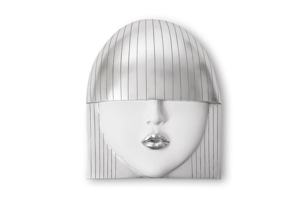 Fashion Faces Wall Art, Large, Kiss, White and Silver Leaf