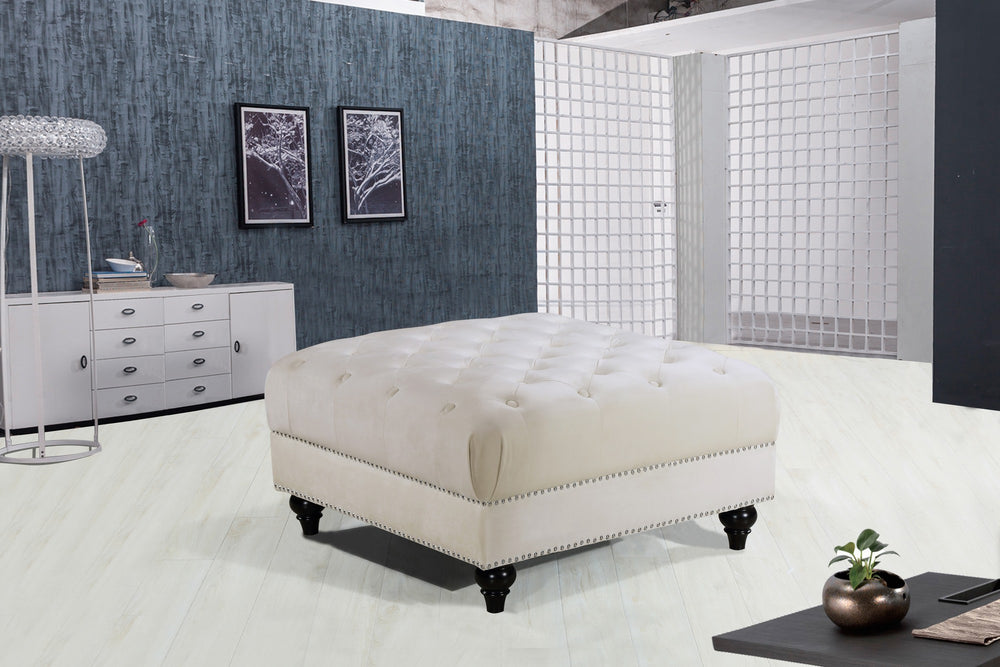Loretta Ottoman In Cream Velvet