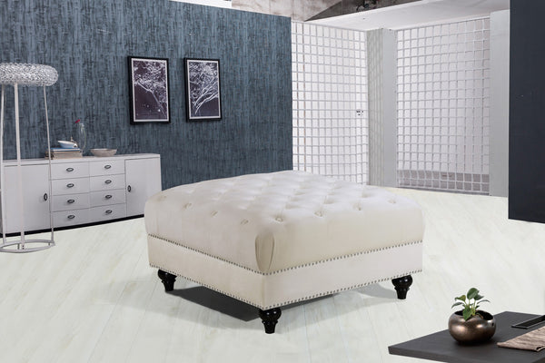 Loretta Ottoman In Cream Velvet