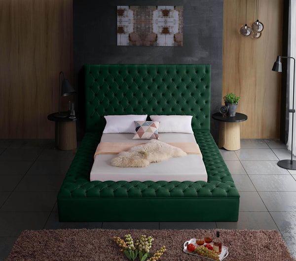 Randal King Bed In Green Velvet