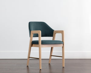 MILTON DINING ARMCHAIR - LIGHT WASH - MEG DUSTY TEAL