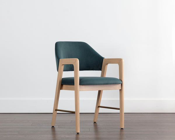 MILTON DINING ARMCHAIR - LIGHT WASH - MEG DUSTY TEAL