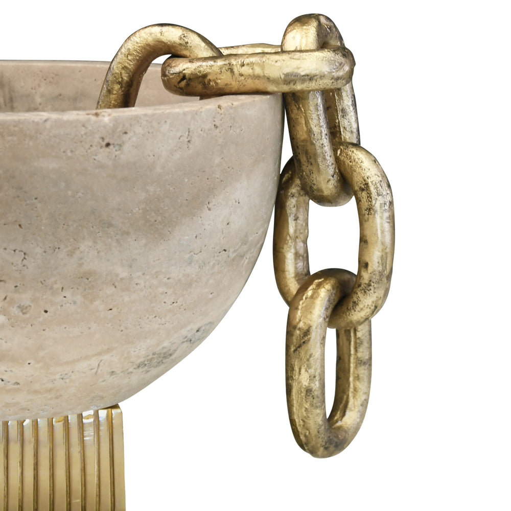 ALUMINUM METAL CHAIN LINK OBJECT IN TEXTURED BRASS FINISH