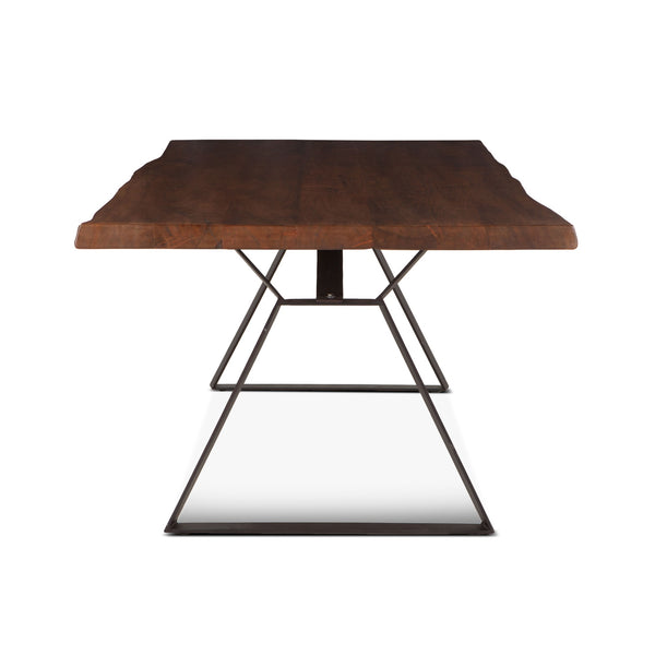 London Loft 94-Inch Acacia Wood Live Edge Dining Table in Walnut Finish