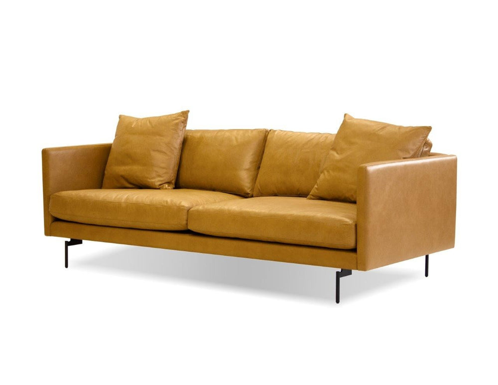 TUX Leather Sofa in tan leather black powder coated legs