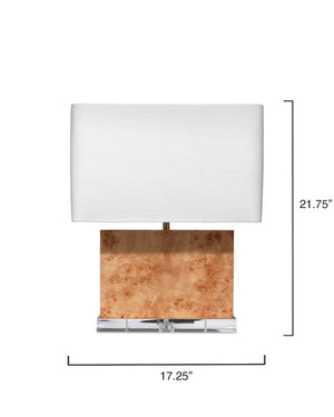 Parallel Burl Wood Table Lamp with Linen Shade