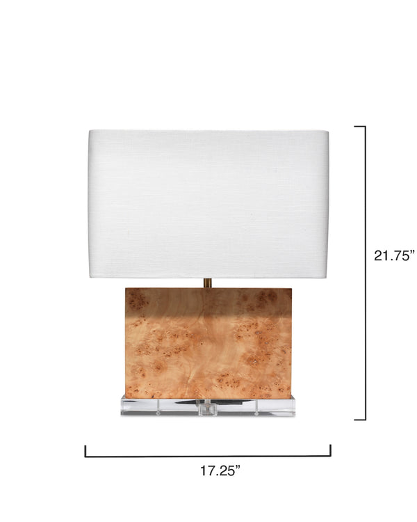 Parallel Burl Wood Table Lamp with Linen Shade