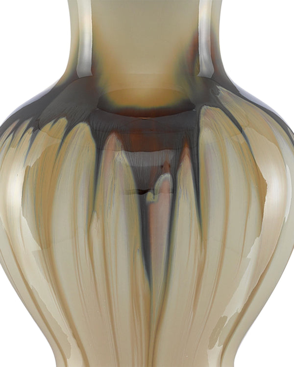 Muscadine Table Lamp In Cream & Brown & Antique Brass