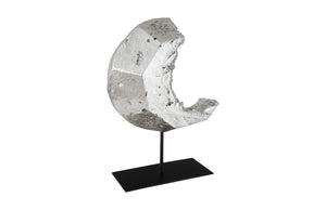 Cast Eroded Wood Circle on Stand, Silver Leaf, Assorted