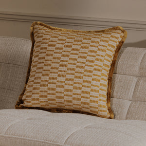Leone Cushion in Chartreuse with Fringe Trim