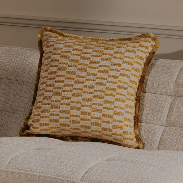 Leone Cushion in Chartreuse with Fringe Trim