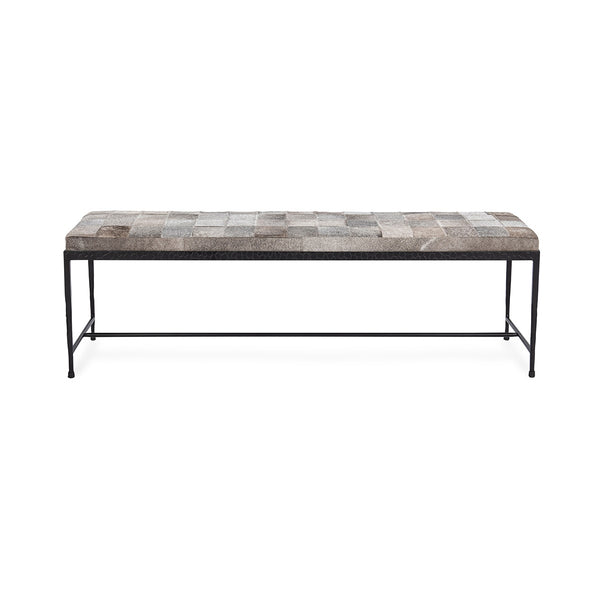 Achen Hide Bench 60" Sparrow Gray with Iron Frame