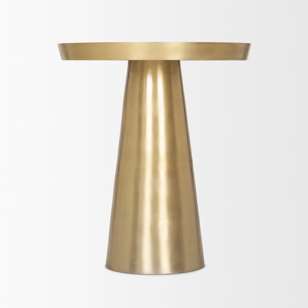 Roland Satin Brass Cast Aluminum Metal Accent Table