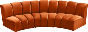 Lynda 3pc. Modular Sectional In Cognac Velvet