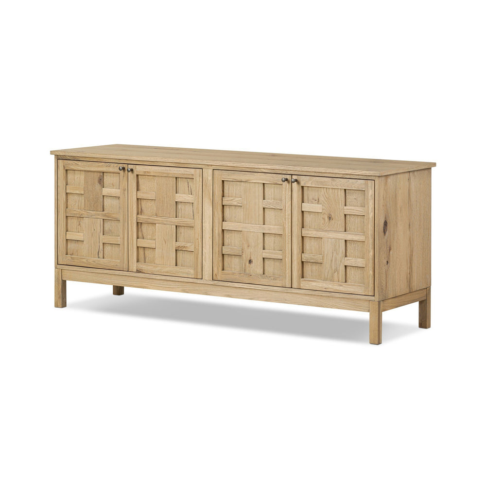 Alessio Media Console - Aged Natural Oak Veneer