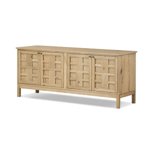 Alessio Media Console - Aged Natural Oak Veneer