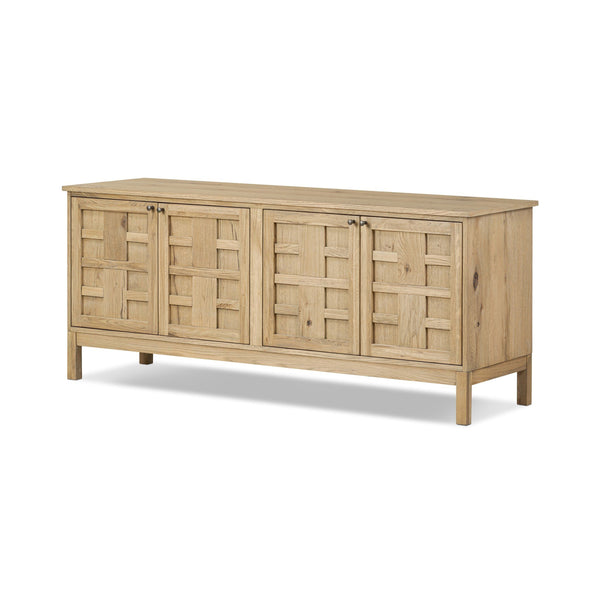 Alessio Media Console - Aged Natural Oak Veneer