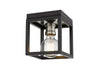 Kube 1 Light Flush Mount in Matte Black + Brushed Nickel Finish