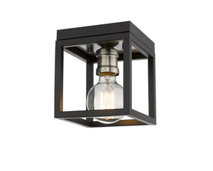 Kube 1 Light Flush Mount in Matte Black + Brushed Nickel Finish