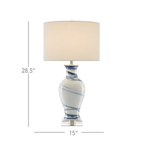 Hanni Table Lamp In White & Blue