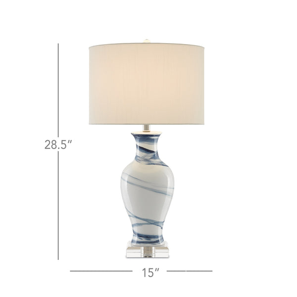 Hanni Table Lamp In White & Blue