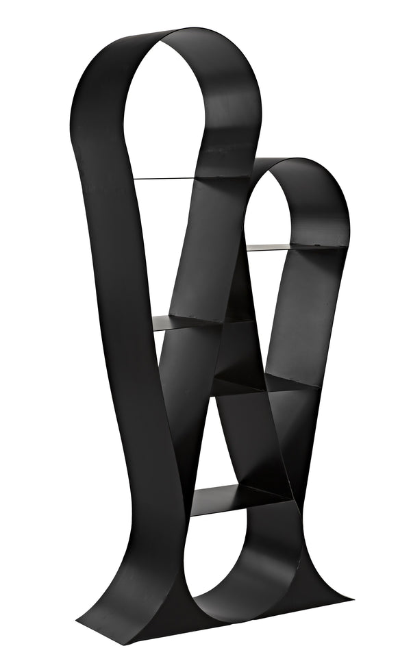 Zaha Industrial Steel Bookcase in Matte Black