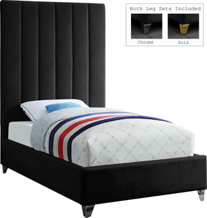 Glenda Twin Bed In Black Velvet