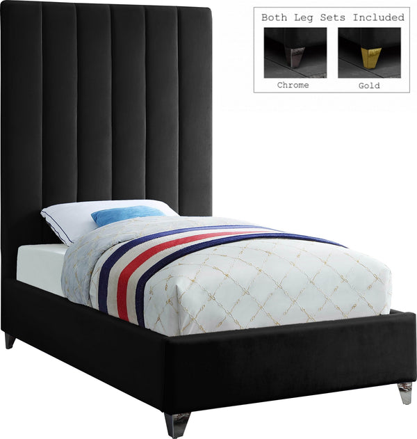 Glenda Twin Bed In Black Velvet
