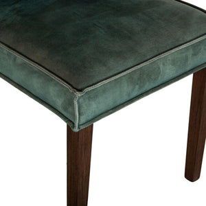Madison Side Chair Green Velvet, Weathered Teak Legs