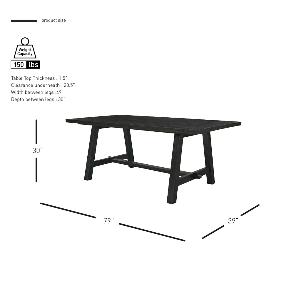 Bedford KD 79" Rect. Dining Table "A" Base, Brushed Black 