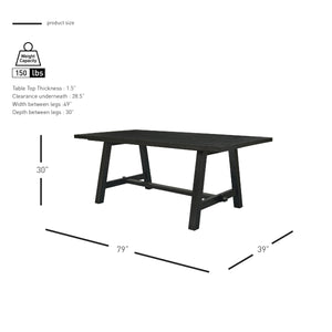 Bedford KD 79" Rect. Dining Table "A" Base, Brushed Black 
