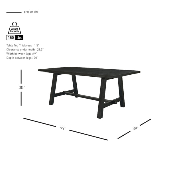 Bedford KD 79" Rect. Dining Table "A" Base, Brushed Black 