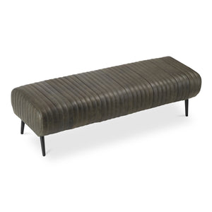 Moe's Endora Bench in Charred Olive Leather