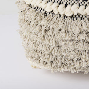 Darika 16.0L x 16.0W x 16.0H Black/White/Gray Cotton Pouf