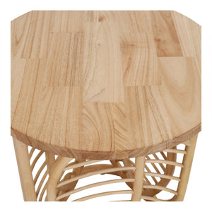 Ayra Rattan Side/End Table w/ Wood Top, Natural