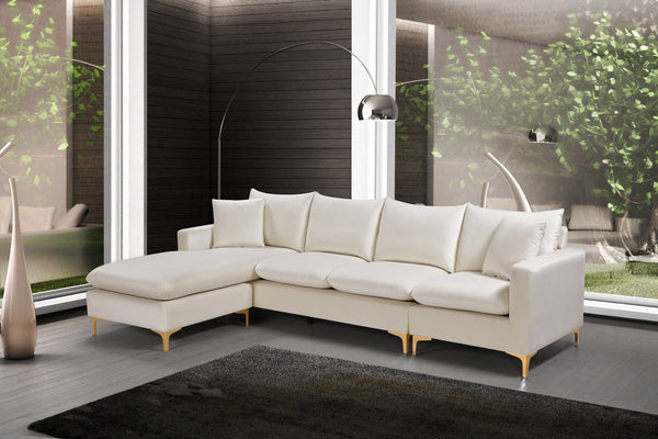 Lucy 2pc. Reversible Sectional In Cream Velvet